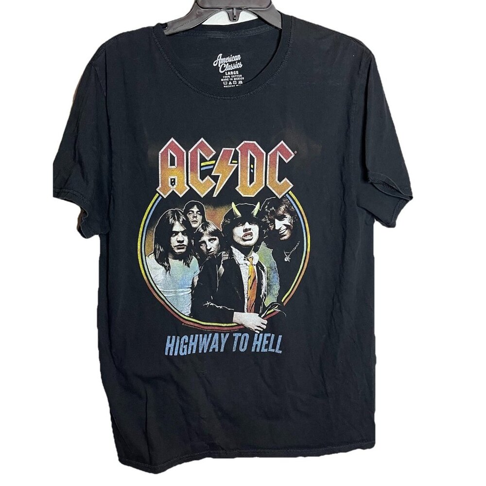 American Classics Vintage ACDC Tshirt Highway To Hell Black Graphic Unisex Lg